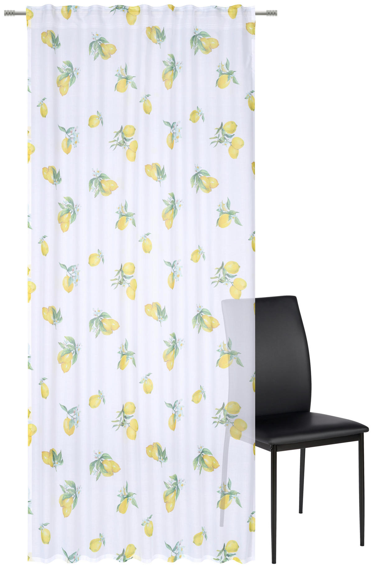 HOTOVÝ ZÁVĚS, poloprůhledné, 140/245 cm - bílá/žlutá, Lifestyle, textil (140/245cm) - Esposa