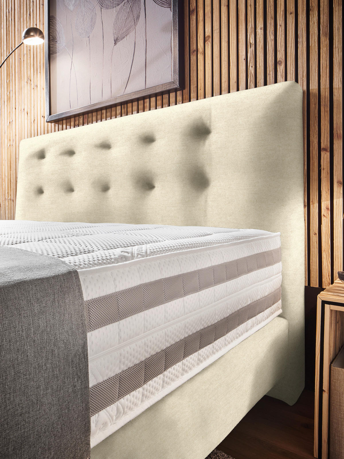 BOXSPRINGBETT 160/200 cm  in Beige  - Beige, KONVENTIONELL, Holz/Textil (160/200cm) - Dieter Knoll