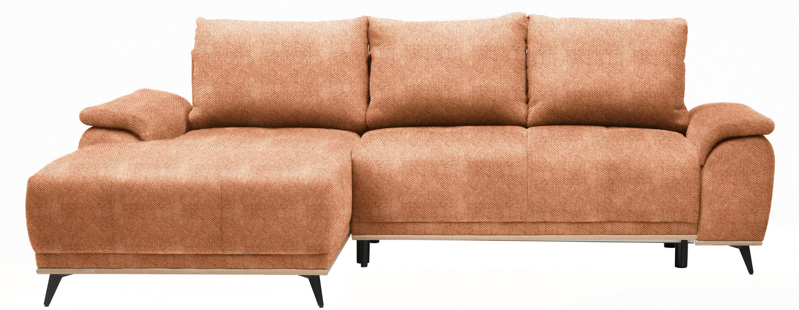 ECKSOFA in Struktur Rostfarben  - Rostfarben/Schwarz, Modern, Textil/Metall (168/262cm) - home24