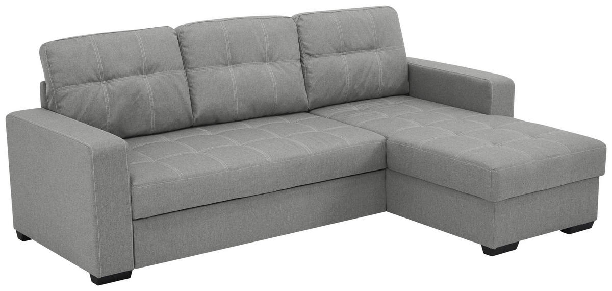 ECKSCHLAFSOFA  mit Mikrofaser Grau  - Schwarz/Weiß, Design, Kunststoff/Textil (240/160cm) - Livetastic