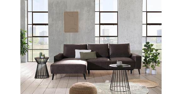 ECKSOFA in Velours Taupe  - Taupe/Schwarz, KONVENTIONELL, Holz/Textil (161/260cm) - Carryhome