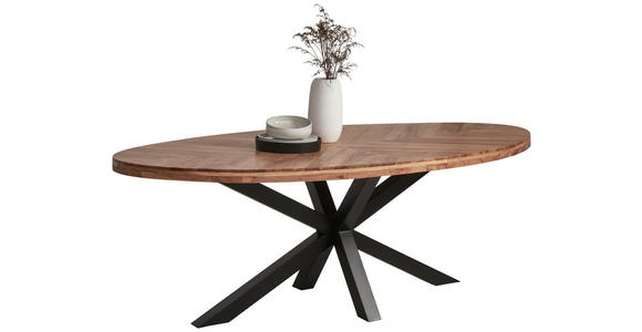 ESSTISCH in Holz 220/110/76 cm  - Schwarz/Naturfarben, Trend, Holz/Metall (220/110/76cm) - Ambia Home