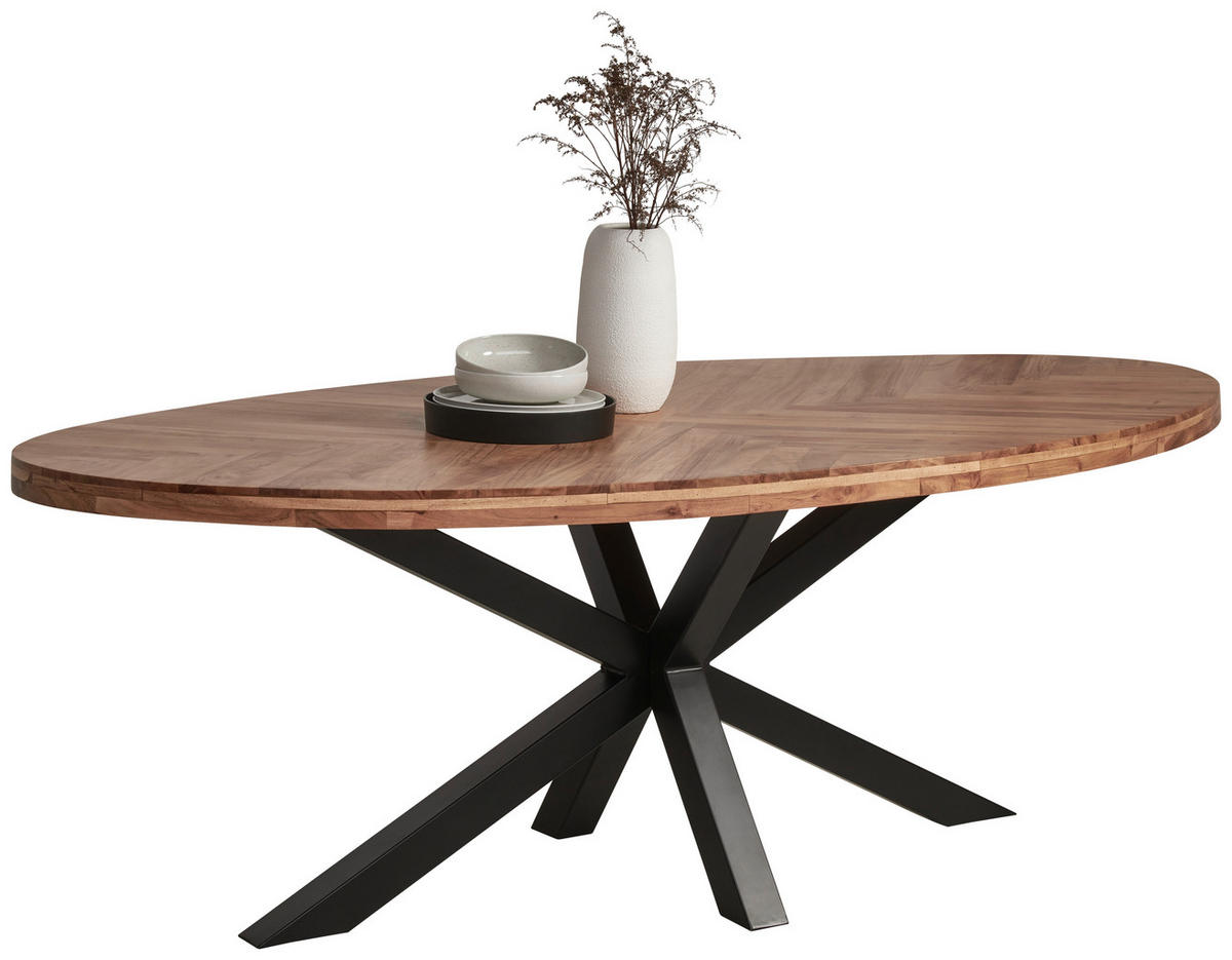 ESSTISCH Holz 220/110/76 cm   - Schwarz/Naturfarben, Trend, Holz/Metall (220/110/76cm) - Ambia Home