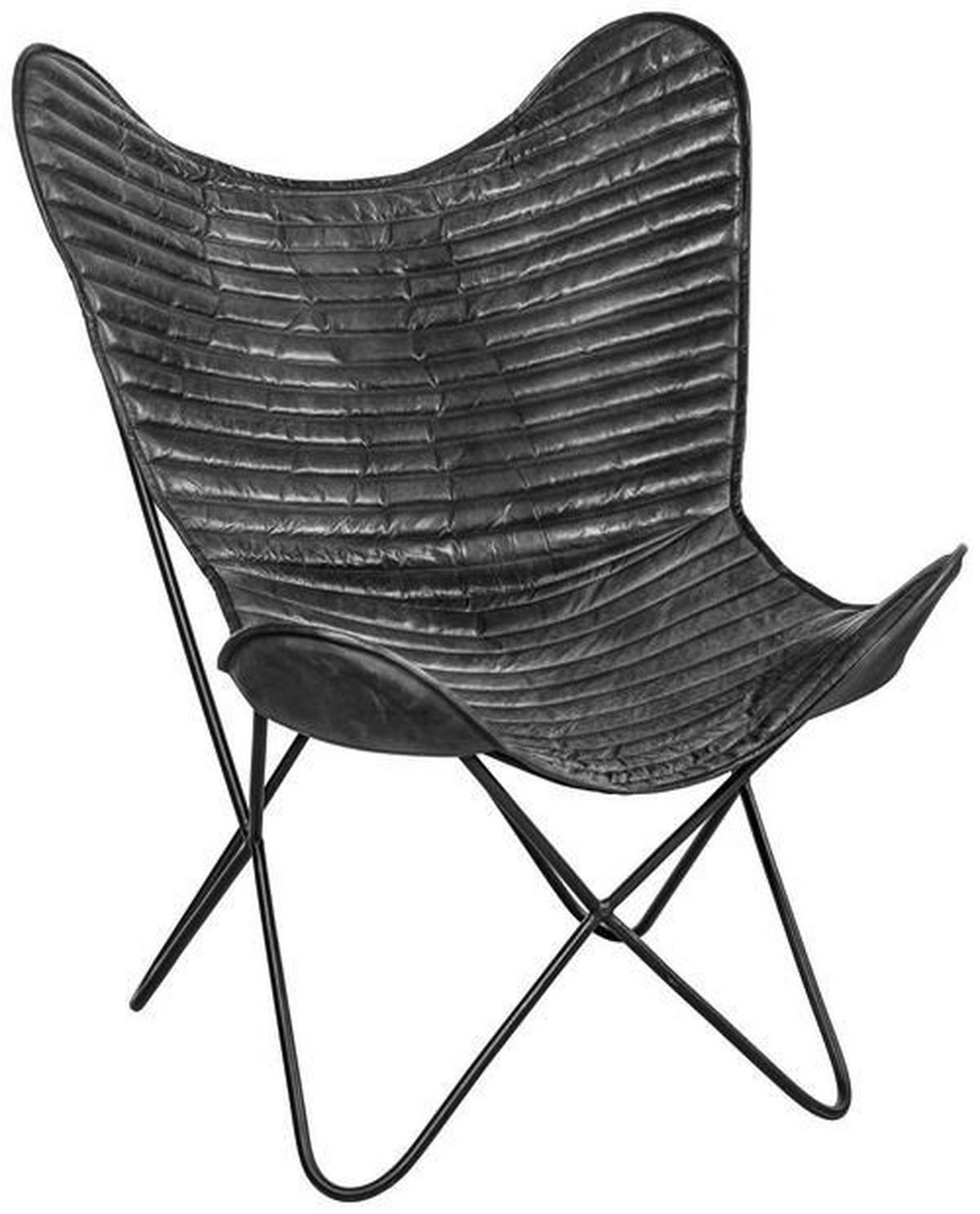 FOTELJA 72/78/92 cm , crna  - crna, Trendi, koža/metal (72/78/92cm) - Ambia Home