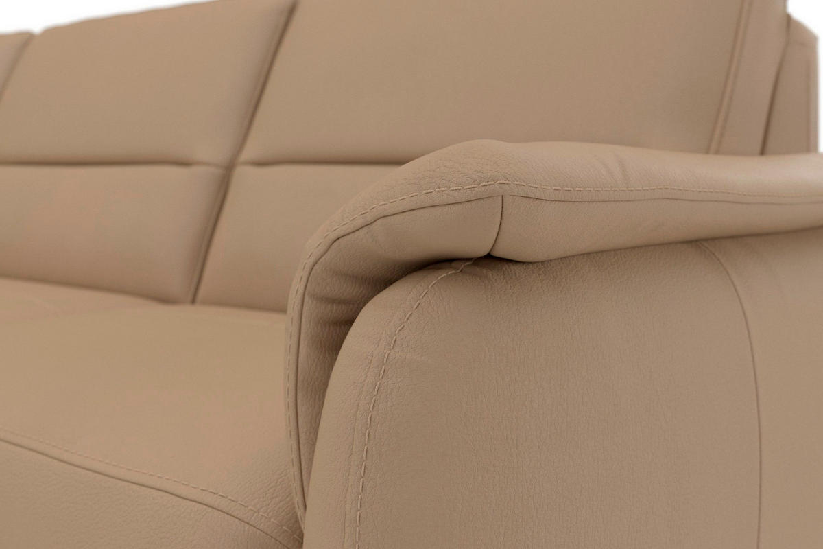 ROHOVÁ SEDAČKA, koža, cappuccino - farba duba/cappuccino, Basics, koža/drevo (163/244cm) - Sit & More