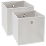 Faltbox 2er Set Metall, Textil, Karton Silberfarben, Weiß  - Silberfarben/Weiß, Design, Karton/Textil (32/32/32cm) - Carryhome
