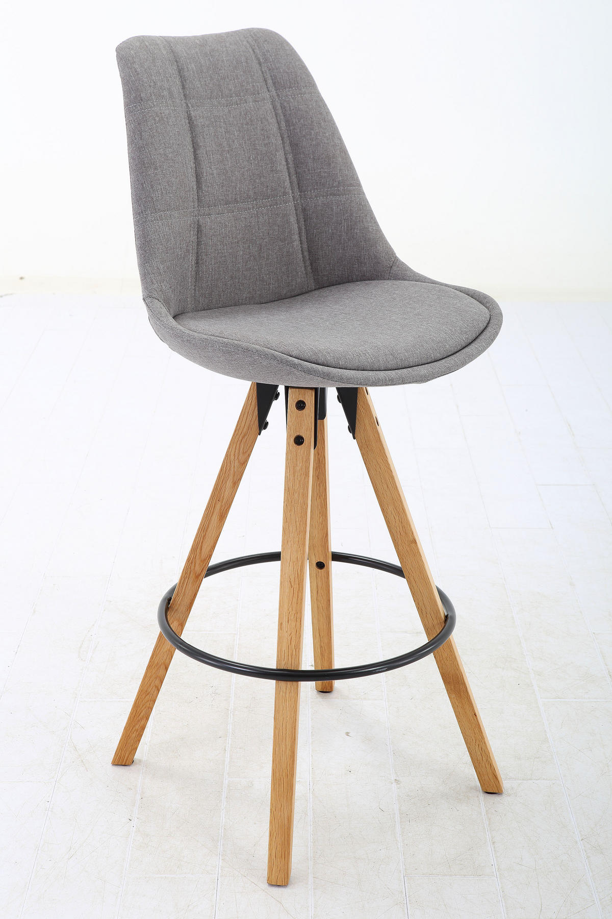 BARSKA STOLICA  boja hrasta, svetlosiva   - boja bukve/boja hrasta, Moderno, drvo/tekstil (49/113,5/56cm) - Xora