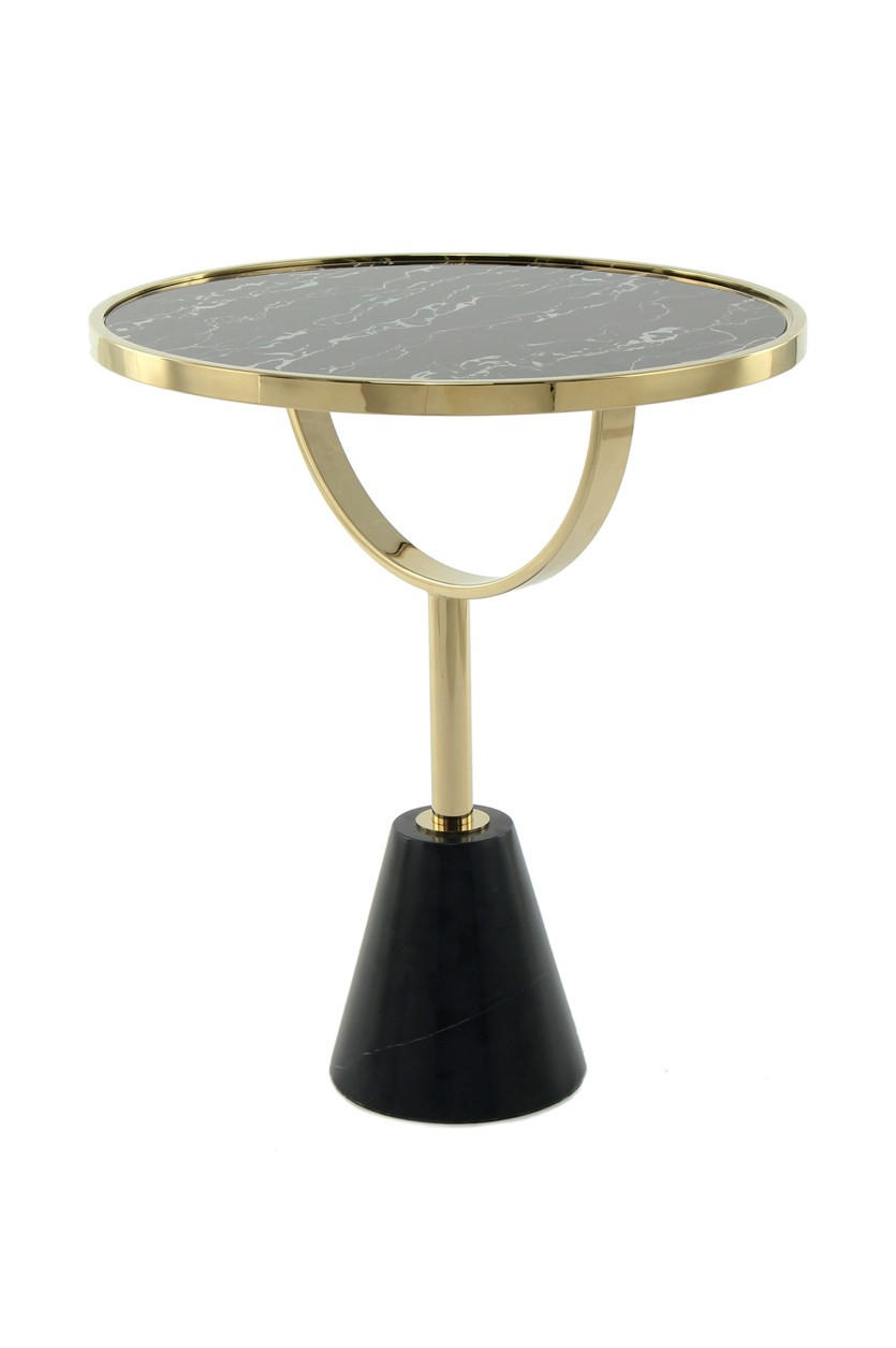 BEISTELLTISCH Schwarz, Goldfarben  - Goldfarben/Schwarz, Design, Glas/Stein (46/54/46cm) - Kayoom