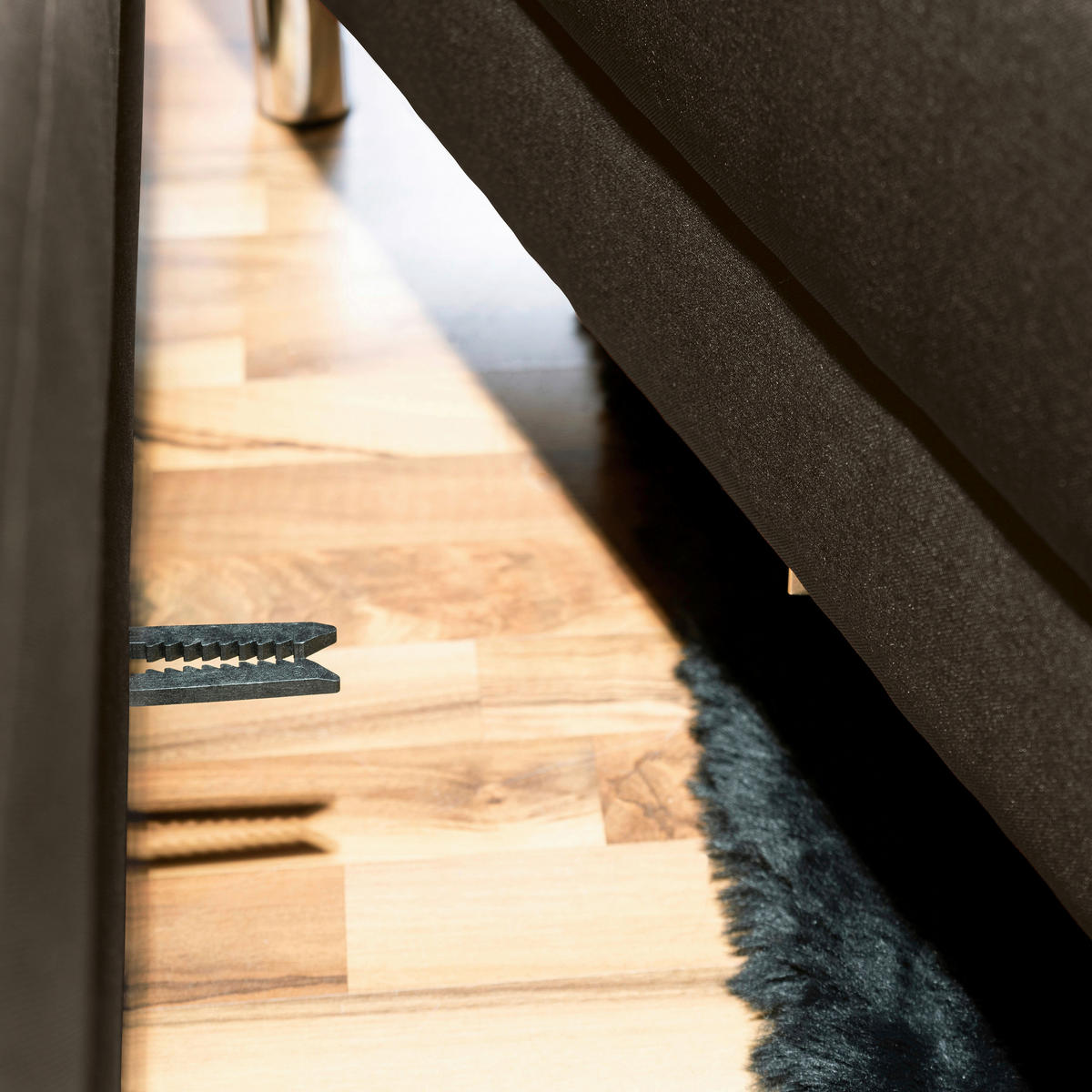 ECKSCHLAFSOFA inkl. Hocker in Braun Textil   - Chromfarben/Braun, Konventionell, Textil/Metall (152/230cm) - Max Winzer