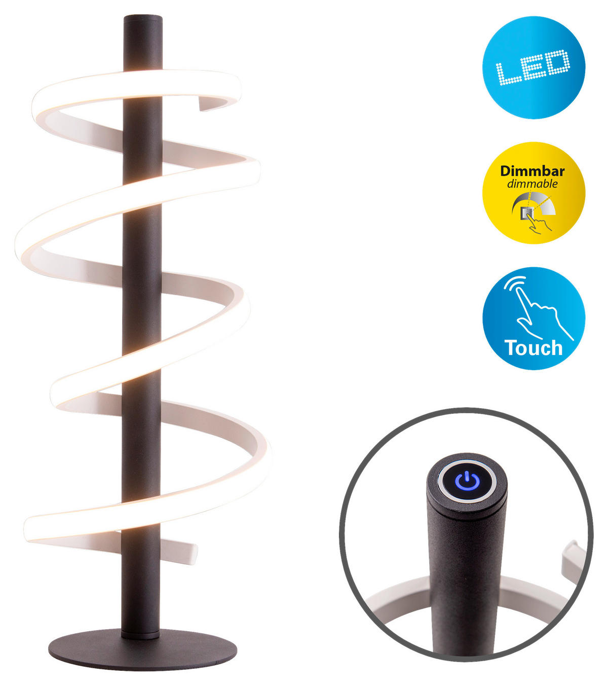 LED-TISCHLEUCHTE Belleza 15/50 cm   - Chromfarben/Schwarz, Design, Kunststoff/Metall (15/50cm) - Näve
