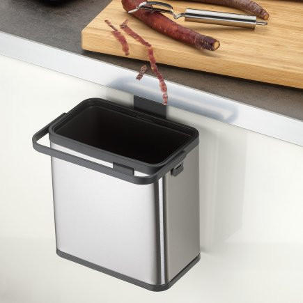 ABFALLEIMER  Metall  - Edelstahlfarben/Schwarz, KONVENTIONELL, Kunststoff/Metall (2,1l) - Kela