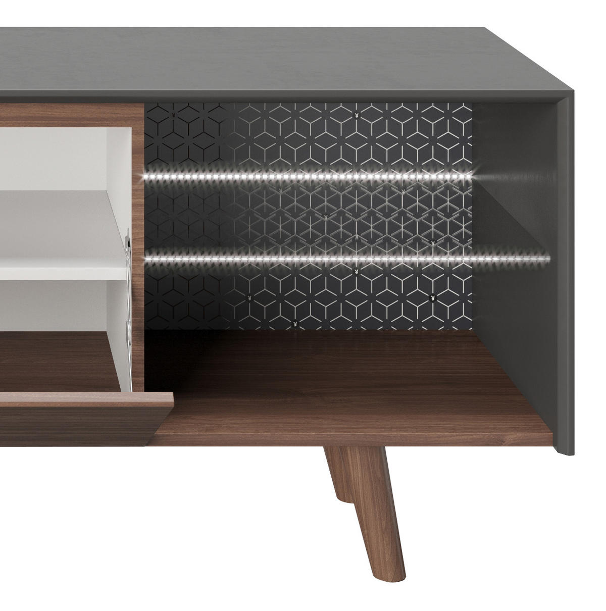 LOWBOARD PLAYBOY  in 150/58,6/42 cm  - Walnussfarben, KONVENTIONELL, Glas/Holz (150/58,6/42cm) - Playboy