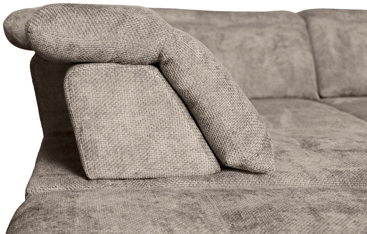 WOHNLANDSCHAFT Beige Struktur  - Beige/Schwarz, KONVENTIONELL, Textil/Metall (253/357/188cm) - Carryhome