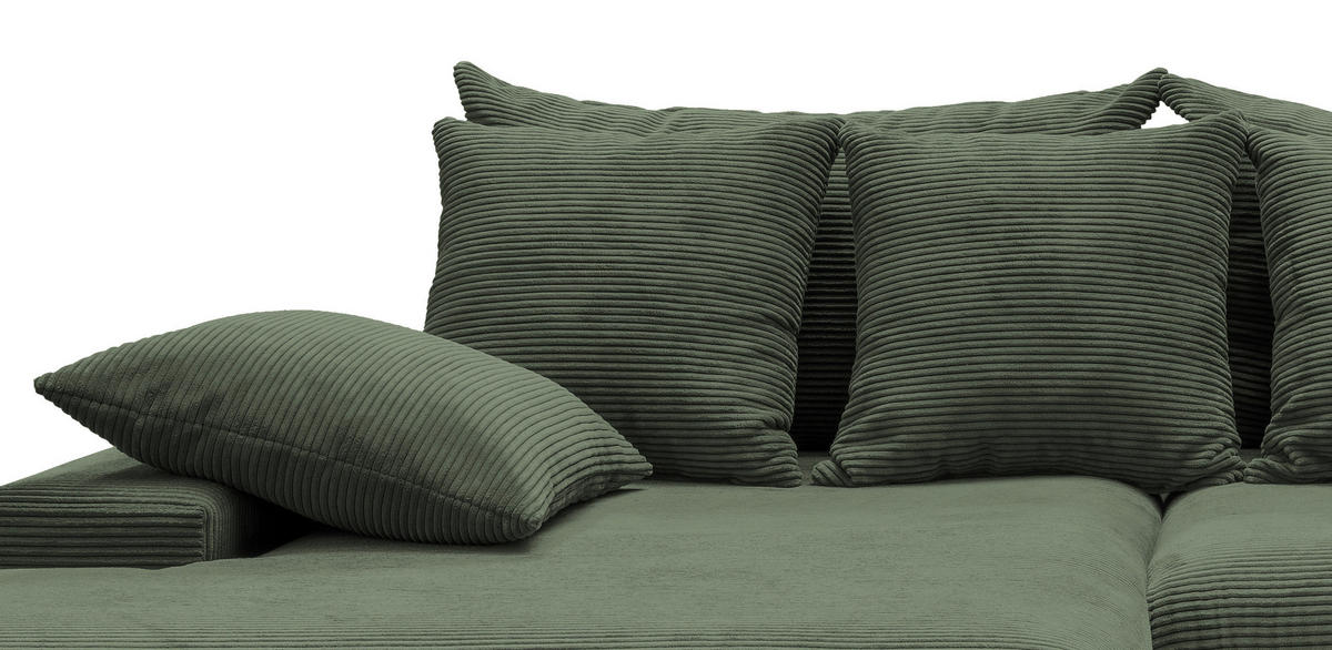 ECKSOFA  in Cord Grün  200/278 cm  - Schwarz/Grün, MODERN, Kunststoff/Textil (200/278cm) - Livetastic