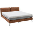 BOXSPRINGBETT 200/200 cm  in Cognac  - Cognac/Schwarz, Design, Textil/Metall (200/200cm) - Johann Jakob