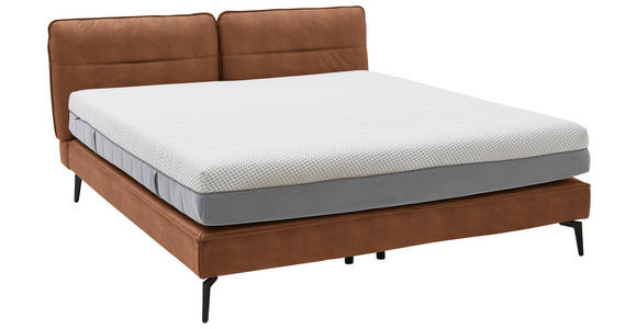 BOXSPRINGBETT 200/200 cm  in Cognac  - Cognac/Schwarz, Design, Textil/Metall (200/200cm) - Johann Jakob
