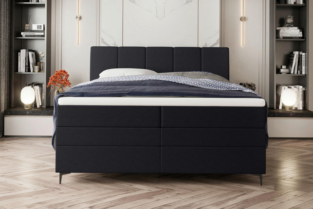 BOXSPRINGBETT 180/200 cm  in Schwarz  - Schwarz, KONVENTIONELL, Textil/Metall (180/200cm) - Boxxx