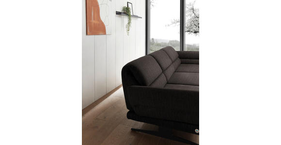 ECKSOFA Dunkelbraun Flachgewebe  - Dunkelbraun/Schwarz, Design, Textil/Metall (279-327/176-217cm) - Dieter Knoll