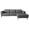 ECKSOFA Grau Echtleder  - Schwarz/Grau, MODERN, Leder/Holz (276/174cm) - Livetastic