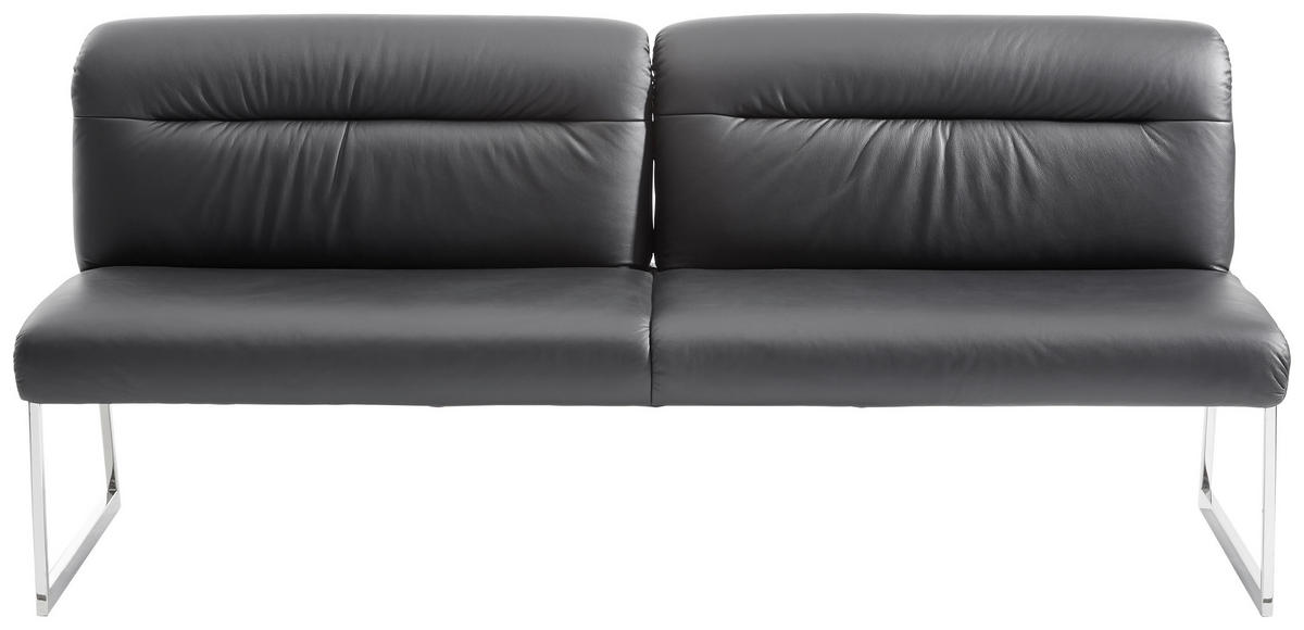 SITZBANK 203/90/74 cm  in Schwarz, Edelstahlfarben  - Edelstahlfarben/Schwarz, Design, Leder/Metall (203/90/74cm) - Joop!