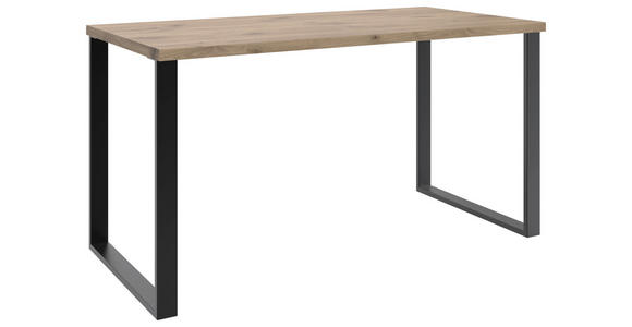 JUGENDSCHREIBTISCH 140/70/75 cm - Eichefarben/Schwarz, KONVENTIONELL, Holzwerkstoff/Metall (140/70/75cm) - Carryhome
