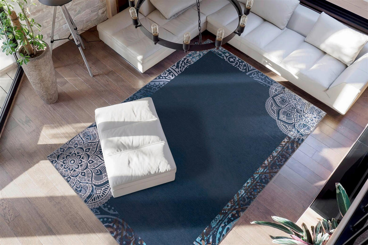 Covor Cu Țesătură Plată  - albastru/multicolor, Basics, textil (130/190cm) - Kayoom