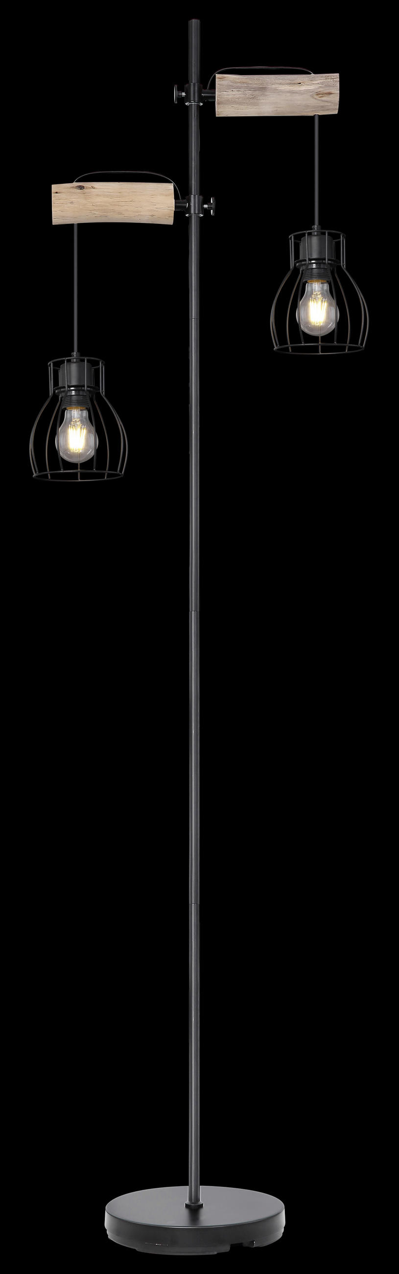 STOJACIA LAMPA, 47/168 cm  - čierna/prírodná farba, Design, kov/drevo (47/168cm)