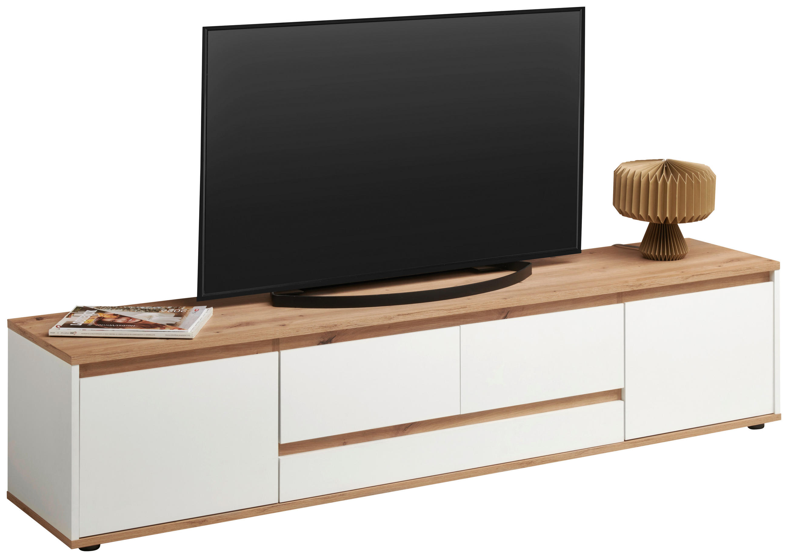 TV-BÄNK 180/40/42 cm  - vit/svart, Modern, trämaterial (180/40/42cm) - Carryhome