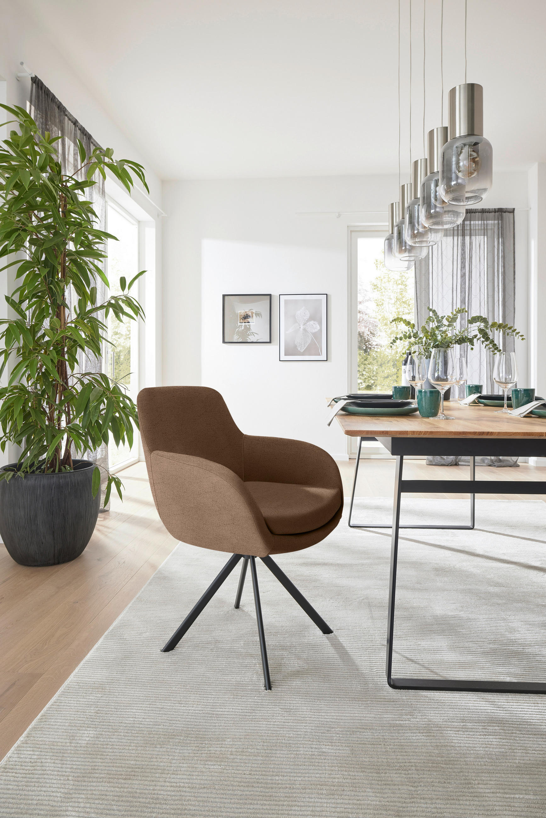 ARMLEHNSTUHL  in Eisen Flachgewebe  - Schwarz/Braun, Design, Textil/Metall (62/86/66cm) - Musterring