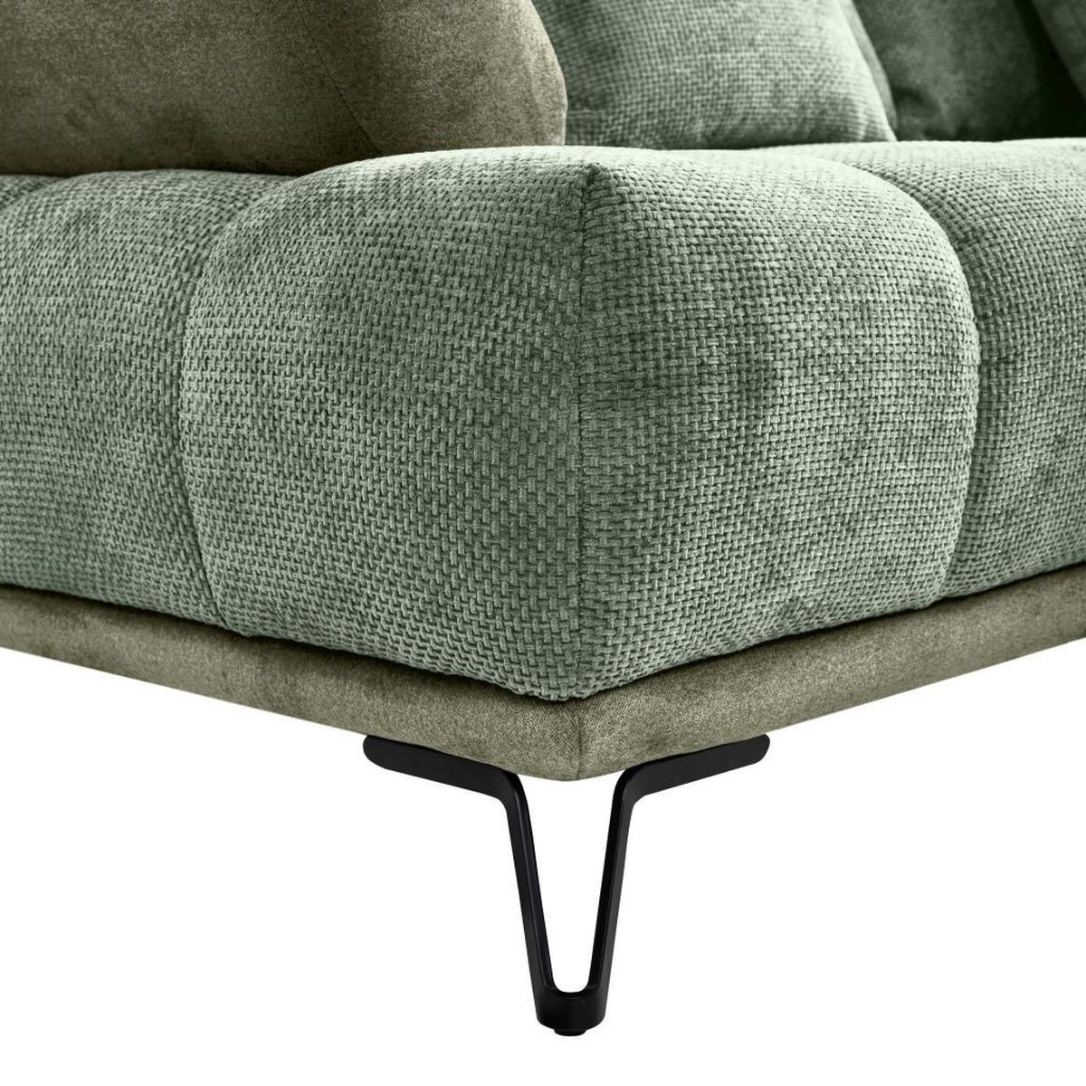 HÖRNSOFFA i chenille grön  - grön/svart, Modern, metall/textil (262/184cm) - MID.YOU