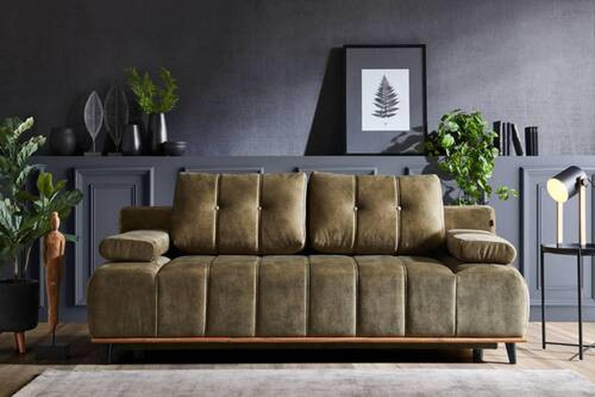 SCHLAFSOFA Webstoff Braun  - Schwarz/Braun, Design, Holz/Textil (206/77-87/102cm) - Novel