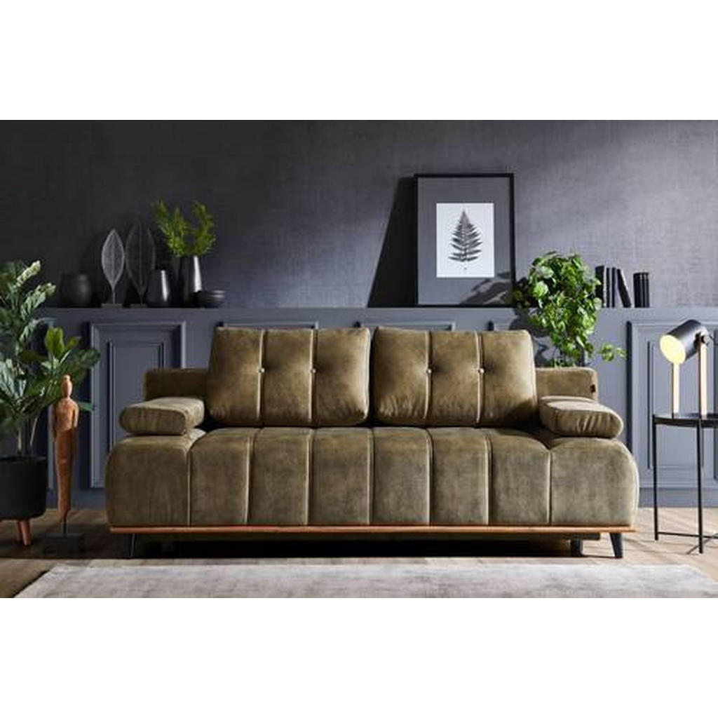 Thumbnail - Novel Schlafsofa Clive, Graphit, Textil, Eiche, 2-Sitzer, 206x77-87x102 cm, Made in EU, FSC Mix, Stoffauswahl, Rücken ec...