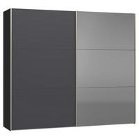 SCHWEBETÜRENSCHRANK 253/220/65 cm 2-türig Anthrazit, Schwarz  - Edelstahlfarben/Anthrazit, Design, Glas/Holzwerkstoff (253/220/65cm) - Jutzler