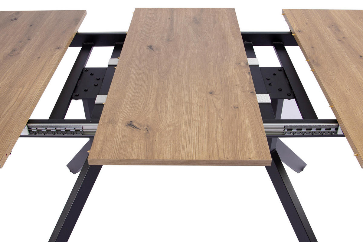 ESSTISCH 150-190/90/76 cm Nachbildung  Metall, Holzwerkstoff ausziehbar rechteckig Schwarz, Eiche Artisan  - Schwarz/Eiche Artisan, MODERN, Holzwerkstoff/Metall (150-190/90/76cm) - Livetastic