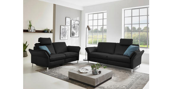 2,5-SITZER in Leder Schwarz  - Alufarben/Schwarz, Design, Leder/Metall (164cm) - Dieter Knoll