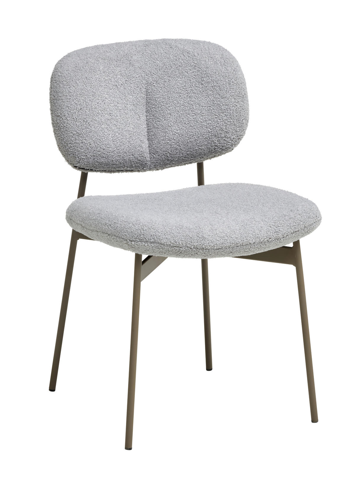 STOL järn teddy tyg  - ljusgrå/taupe, Modern, metall/trä (49,5/82/56,5cm) - Lomoco