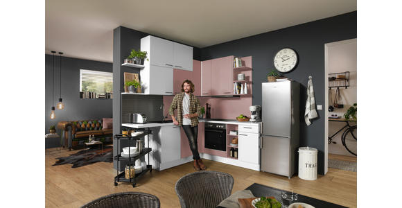 ECKKÜCHE 220/260 cm  in Rosa, Weiß  - Rosa/Weiß, Design, Holzwerkstoff (220/260cm) - Xora