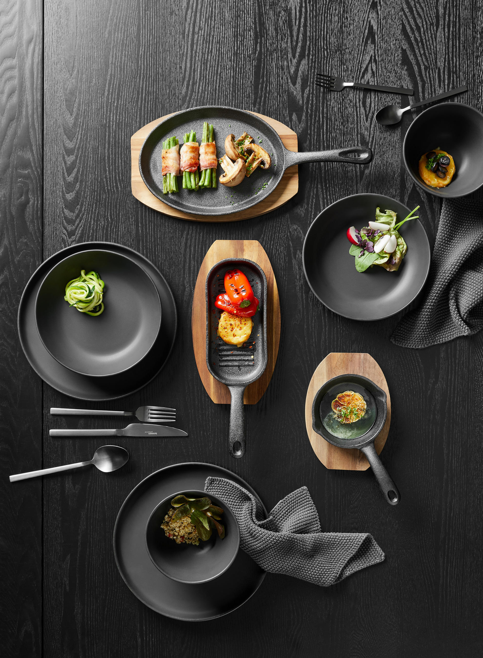 GRILLPFANNE  - Schwarz/Naturfarben, Basics, Holz/Metall (31,6/10/3,5cm) - Homeware Profession.