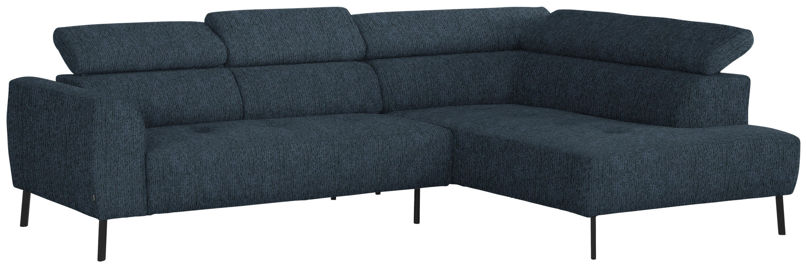 ECKSOFA in Webstoff Blau  - Blau/Schwarz, Design, Textil/Metall (280/205cm) - MID.YOU