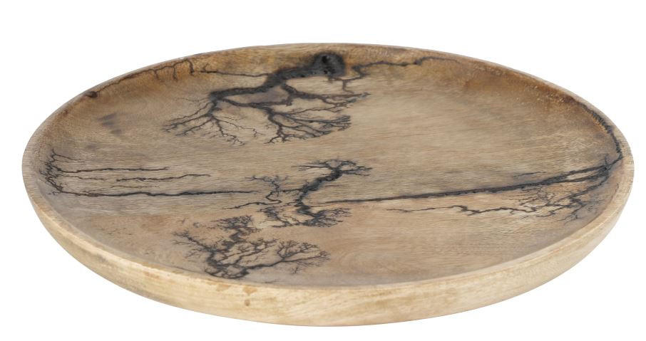 DEKORAČNÝ TANIER - čierna/prírodná farba, Basics, drevo (22cm)