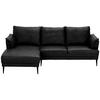ECKSOFA Schwarz Echtleder  - Schwarz, Design, Leder/Metall (153/233cm) - Livetastic