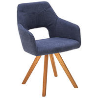 ŽIDLE S PODRUČKAMI, tkaná látka, modrá, barvy dubu - modrá/barvy dubu, Design, dřevo/textil (57/84/57cm) - Voleo