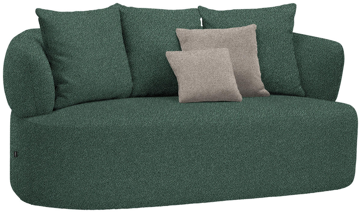 2-SITZER-SOFA in Plüsch Dunkelgrün  - Dunkelgrün/Graubraun, MODERN, Kunststoff/Textil (177/86/105cm) - Hom`in