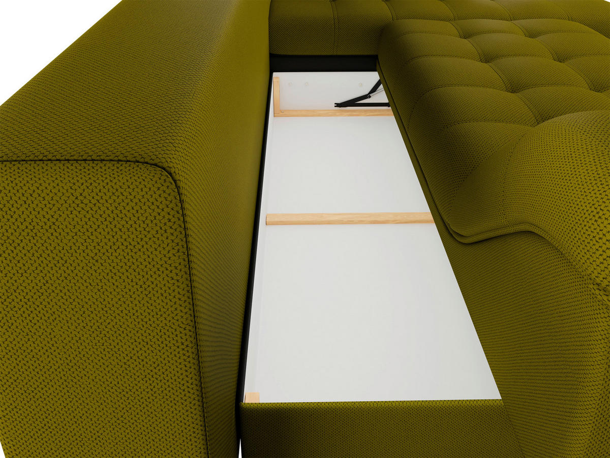 ECKSOFA in Webstoff Limette  - Limette/Schwarz, Modern, Textil/Metall (279/177cm) - Stylife