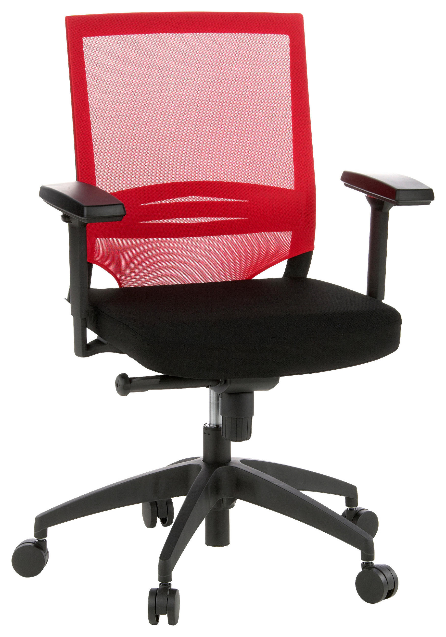 DREHSTUHL Netzbespannung, Flachgewebe Rot, Schwarz  - Rot/Schwarz, MODERN, Kunststoff/Textil (59/108/44cm) - MID.YOU