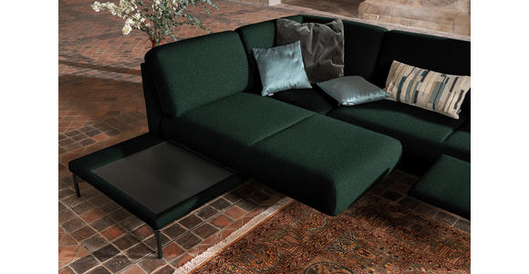 ECKSOFA in Flachgewebe, Struktur Dunkelgrün  - Dunkelgrün/Anthrazit, Design, Textil/Metall (230/254cm) - Ambiente