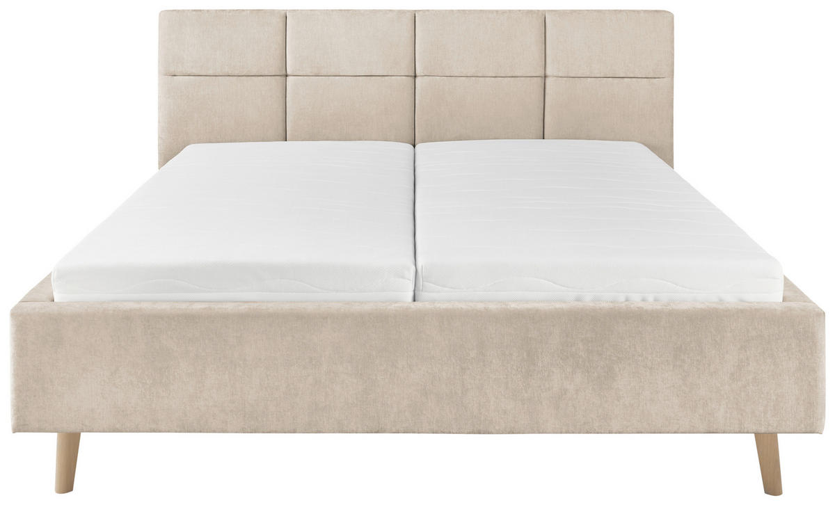POLSTERBETT 180/200 cm,  in Beige,  - Eichefarben/Beige, KONVENTIONELL, Holz/Textil (180/200cm) - SetOne by Musterring