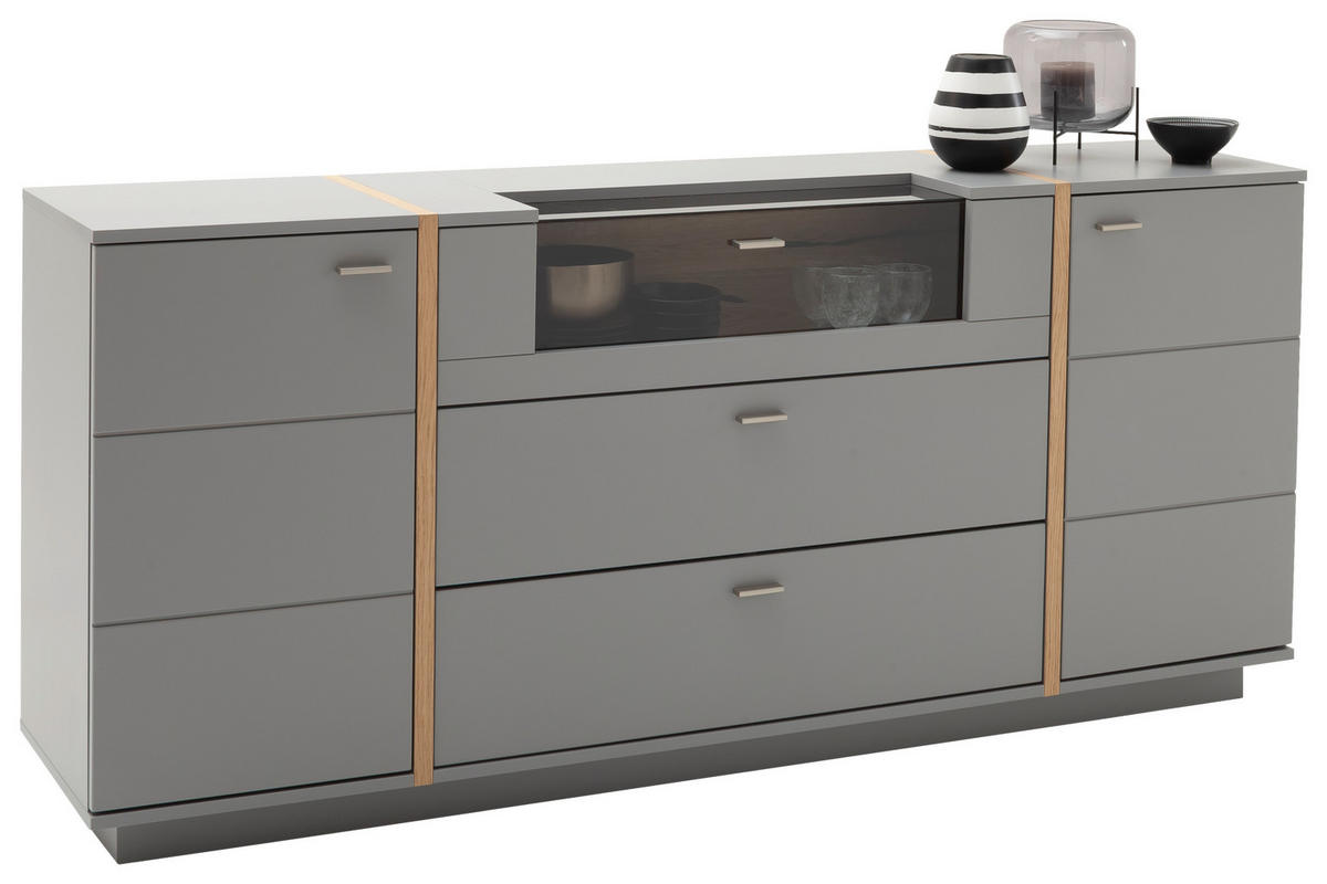 SIDEBOARD 196/87/44 cm  - grå/nickelfärgad, Design, metall/trämaterial (196/87/44cm) - MID.YOU