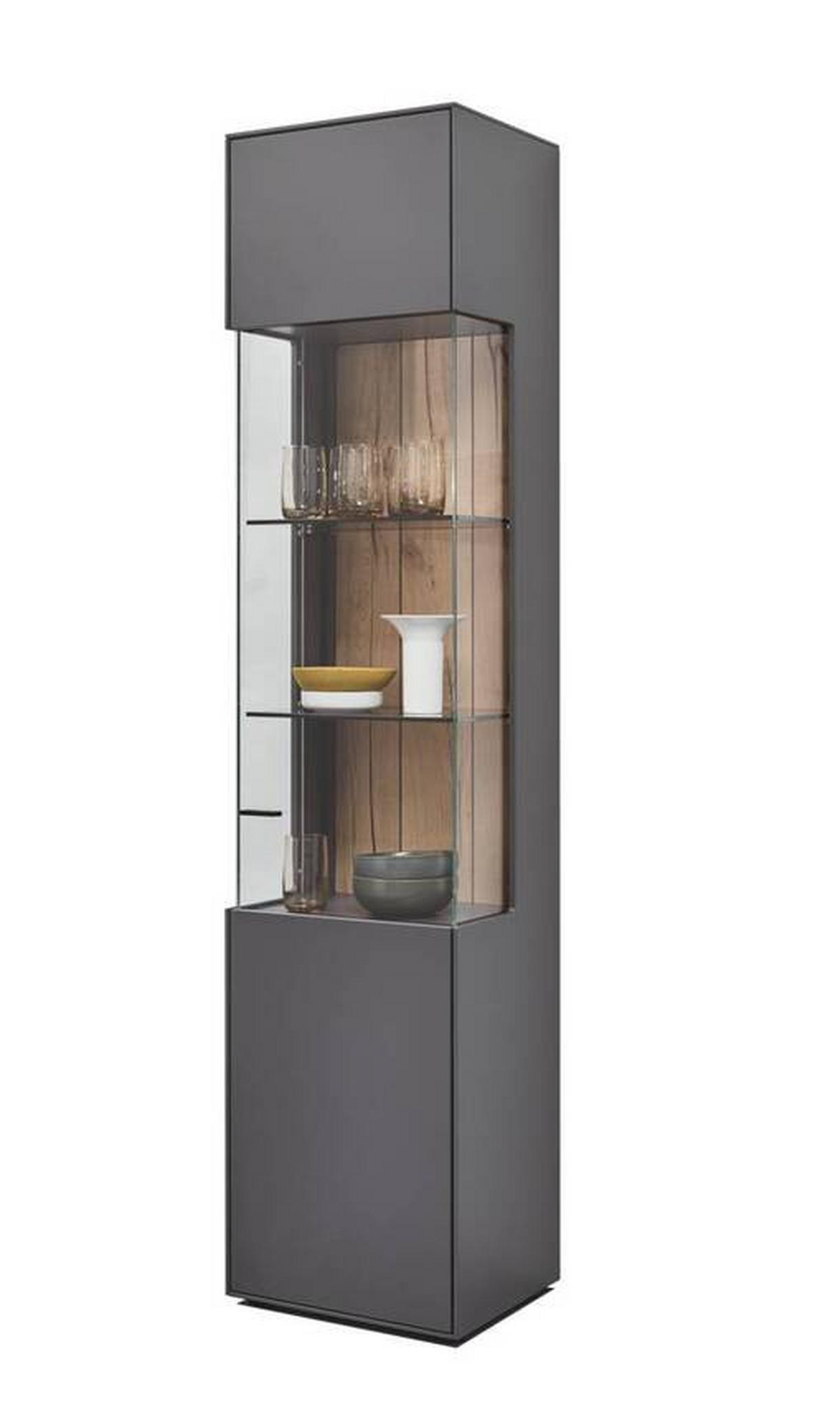 VITRINE in Graphitfarben  - Graphitfarben, Design, Glas/Holzwerkstoff (46,9/205,5/37,1cm) - Dieter Knoll