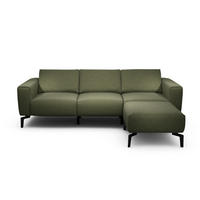 Dreisitzer inkl. Hocker Chenille Waldgrün  - Waldgrün/Schwarz, Design, Textil/Metall (250/86/86-94cm) - SENSOO